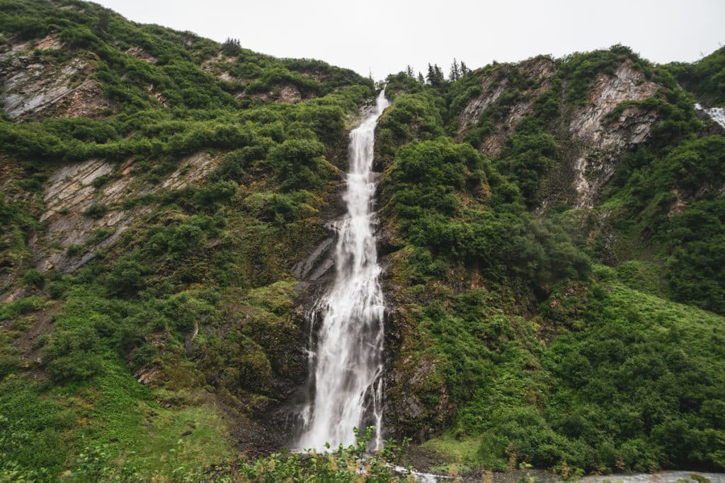 View of Horsetail Falls In Valdez Alaska