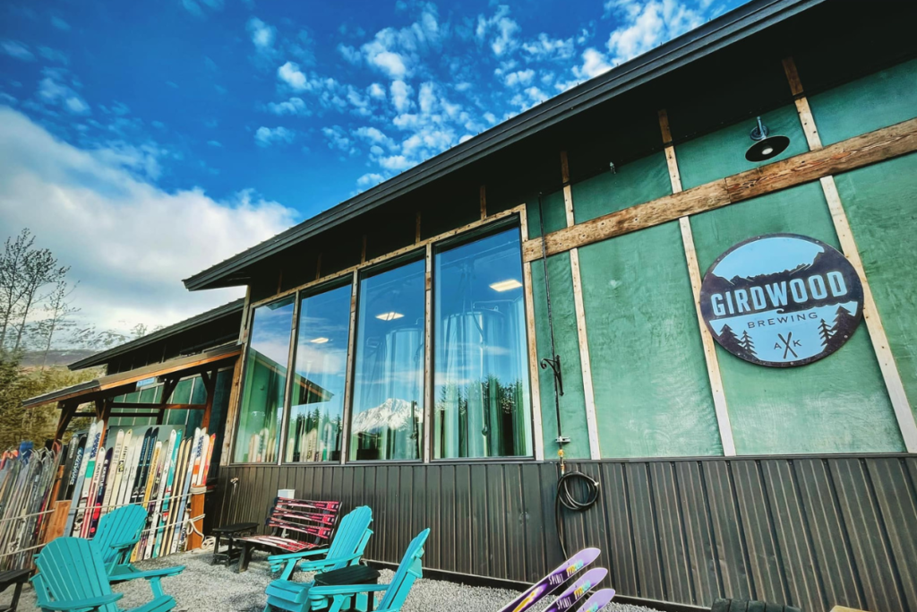 Outdoor seating at Girdwood Brewing Co
