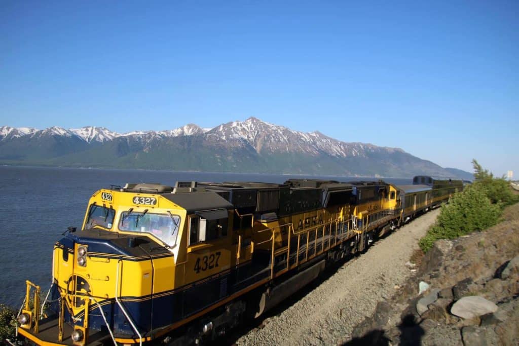 Alaska Railroad Headed South Towards Seward From Anchorage Alaska