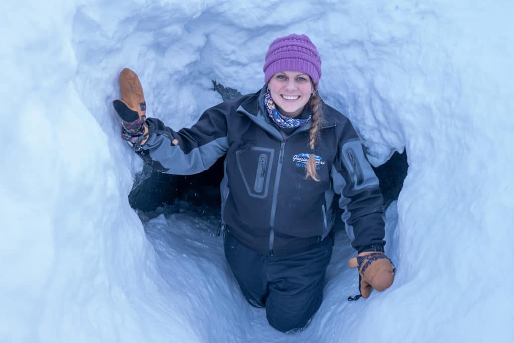 Exploring A Snow Cave By The Matanuska Glacier