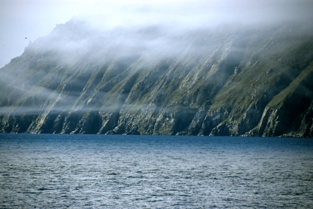 Little Diomede Island from the water in Alaska