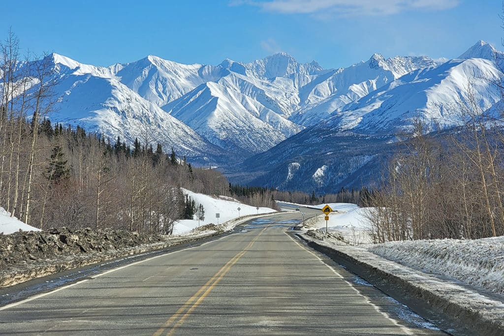 Driving North On The Glenn Highway From Anchorage To Valdez Alaska