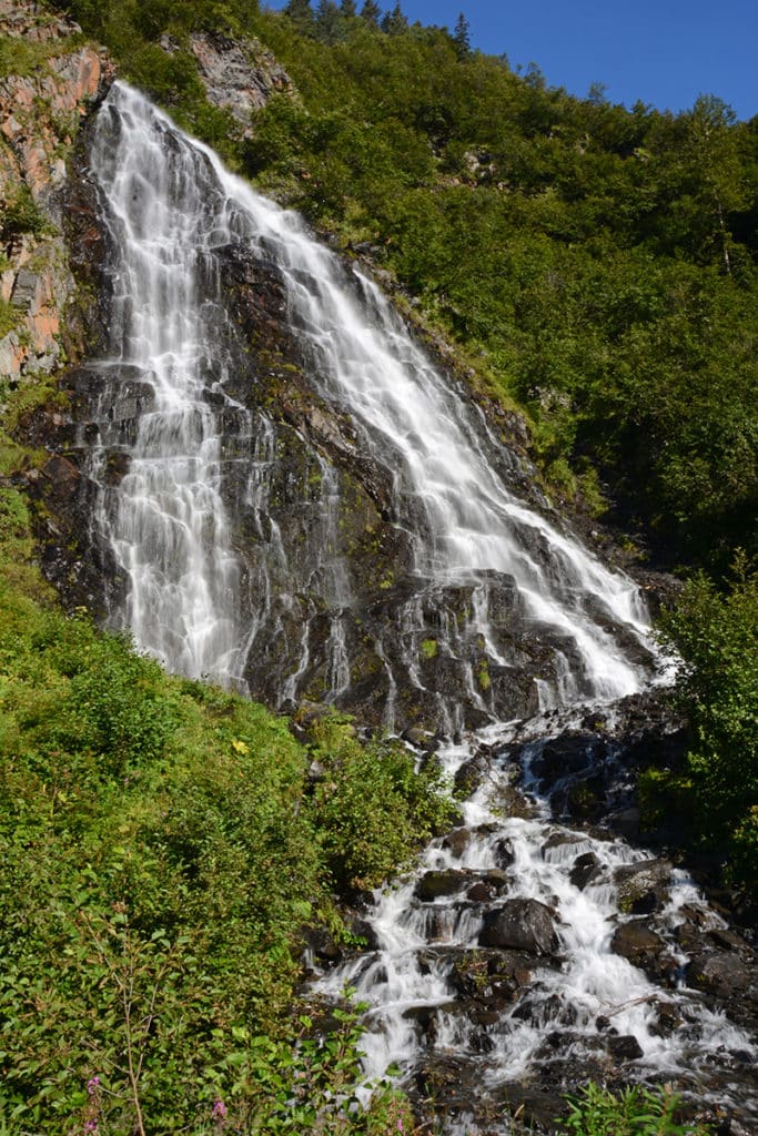 Horsetail Falls on the way to Valdez from Anchorage