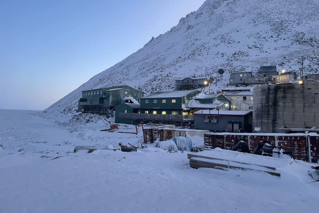 Small homes on Little Diomede on the West side of the Island Alaska