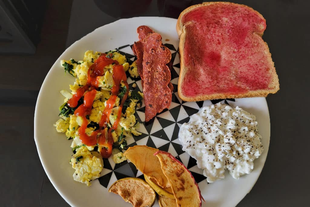 Enjoying a delicious breakfast complete with fireweed jelly toast