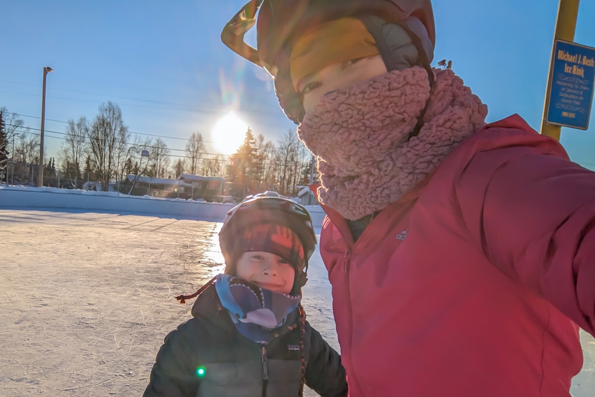 Kids Bundled Up In Snow Gear In Anchorage Alaska